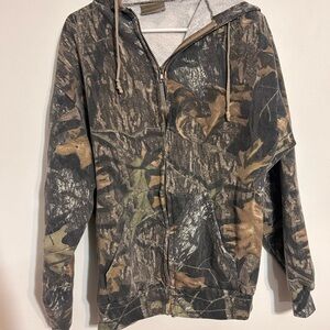 Vintage Jerzees Mossy Oak Olive Green Outdoor Zip Hoodie
